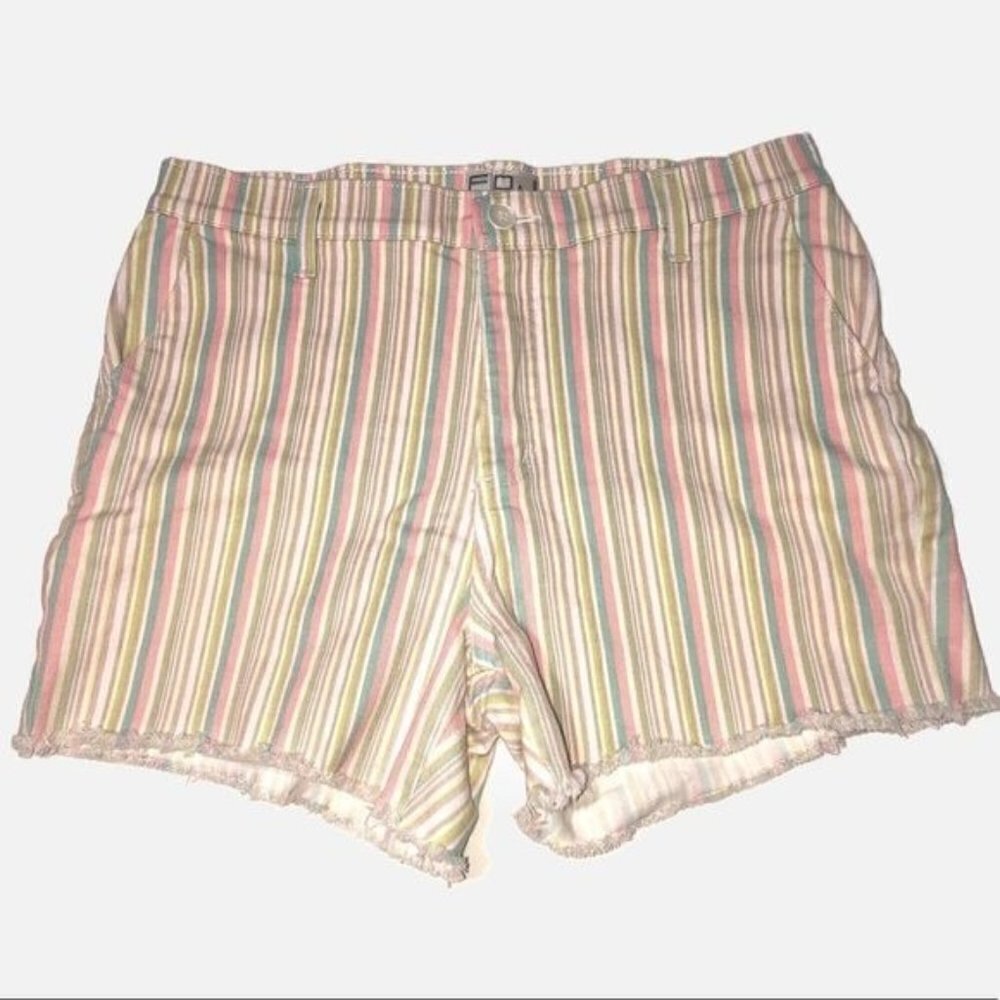 High Rise Stripe Cut Off Jean Shorts Size 12 Pastel White French Dressing Canada